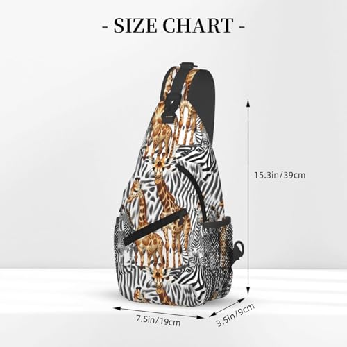Mochila tipo sling con estampado cebra y jirafa para viaje miniatura 3