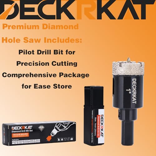 1 Inch Diamond Hole-Saw Bits with Pilot Drill Bit - 2pc 1" Diamond Tipped Tile Hole Saws with Guiding Bit Accurate Drilling for Porcelain Tile Ceramic Pottery Granite Stone Glass Bottles 25mm