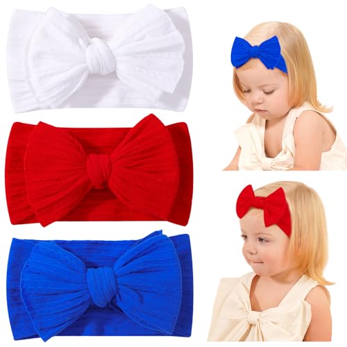 jollybows 3PCS Headbands Soft Nylon+40PCS 2 Inches Hair Bows Ties Mini Boutique Elastic Hair Rubber Ribbon Hair Band Accessories for Kids Toddlers Infants2