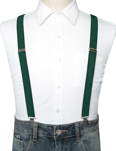 Image of RBOCOTT Mens Solid Color Suspender with 3 Cilps Adjustable Braces