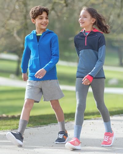 Image of BOOPH 6 Pairs Kids Crew Socks Boys Girls Athletic Cushioned Running Socks | Hiking Socks for 4-14Y