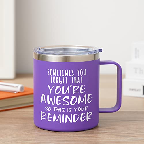 Nowwish Inspirational Gifts For Women, Sometimes You Forget You're Awesome Coffee Mug, Thank You Gifts, Mothers Day Gifts, Funny Birthday Gifts For Coworker, Best Friend, Mom, Wife, Sister - Purple #TOP1