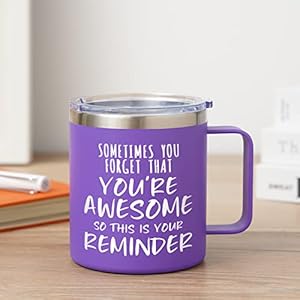 NOWWISH Inspirational Gifts for Women Wife, Sometimes You Forget You're Awesome Coffee Mug, Inspirational Birthday Gifts for Her, 14Oz Purple NOWWISH Inspirational Gifts for Women Wife Sometimes You Forget Youre Awesome Coffee Mug Inspirational Birthday Gifts for Her 14Oz Purple