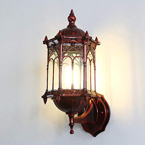 Led Outdoor Wall Lamp Aisle Balcony Retro Simple Waterproof Staircase Corridor Outdoor Wall Courtyard Lamp-Orange Red [Paint Red] Craft 5W