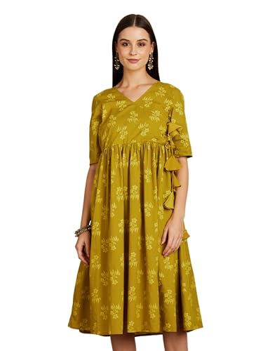Image of Amazon Brand - Myx Women's Cotton Relaxed Fit A Line Kurta (Available in Plus Sizes)