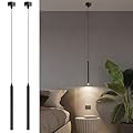 GCDFGV Pendant Lights Kitchen Island 2 Pack, Modern LED Pendant Light for Bedroom Bedside Table TV Background, Minimalist Black Pendant Light Fixture, Kitchen Island Light, Height Adjustable, 3000k