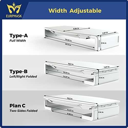 Monitor Stand Riser, Computer Laptop Riser Shelf with Organizer Drawer, Adjustable Length, Speaker TV PC Laptop Computer Screen Riser Desk Organizer, EURPMASK(White)