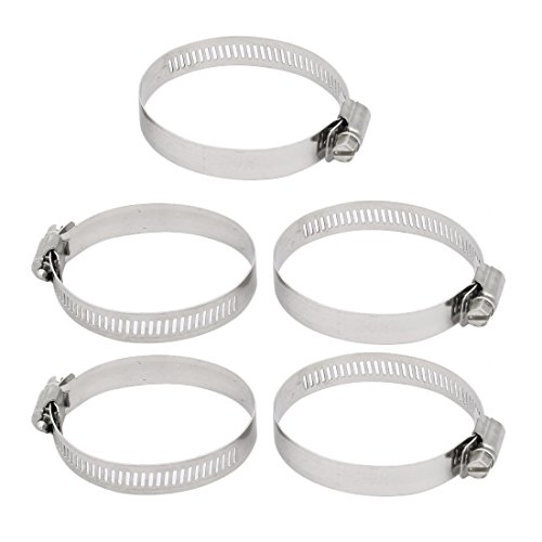 Aexit 5 Pcs fastener 52mm to 76mm Clamping Range 12mm Width Metal Adjustable Hose Clamp Hoop Model:34as124qo551