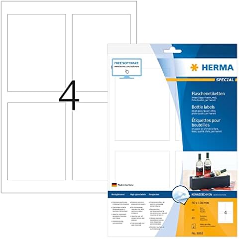 HERMA 8882 Flaschen-Etiketten für Tintenstrahldrucker DIN A4 selbstklebend Cover