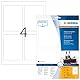 HERMA 8882 Flaschenetiketten, 10 Blatt, 90 x 120 mm, 4 pro A4 Bogen, 40 Stück, selbstklebend, bedruckbar, glänzend, blanko Flaschenaufkleber Etiketten aus hochwertigem Papier, weiß