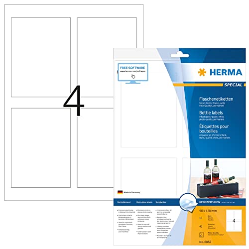 Étiquettes de bouteilles brillant Herma 8882 A4 jet d'encre blanc