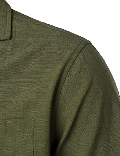 Lucmatton Men's 2 Piece Linen Outfits Casual Short Sleeve Cuban Guayabera Shirt And Pants Sets Summer Beach Vacation Walking Suit Army Green X-Large #TOP4
