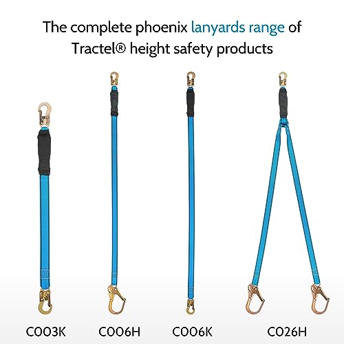 Image of Tractel C006H Phoenix Shock-Absorbing Lanyard with 3 /4 inch and 2-1 /4 inch Self-Locking Snap Hook, 6', Blue /Black