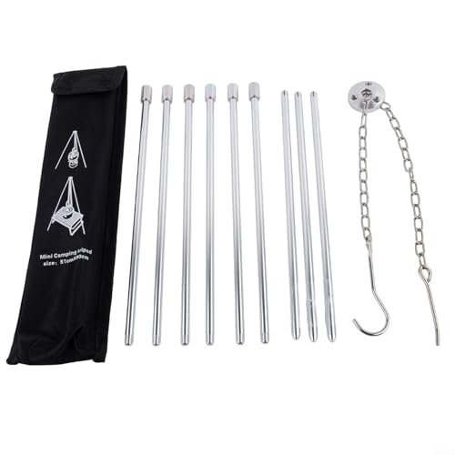 Adjustable Camping Tripod Stand for Outdoor Cooking, Dutch Oven & Lantern Hanging, 3-Leg Aluminum Alloy Fire Support with 80cm Height, Portable Tripod for Hanging Gear