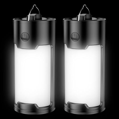 Praktische LED-Camping-Laternen, Batterie-Stromversorgung, super helle tragbare Überlebenslaternen, verwendet für Stromausfälle, Camping, Wandern, Hurricane (ohne Batterie) (2 Stück) Cover