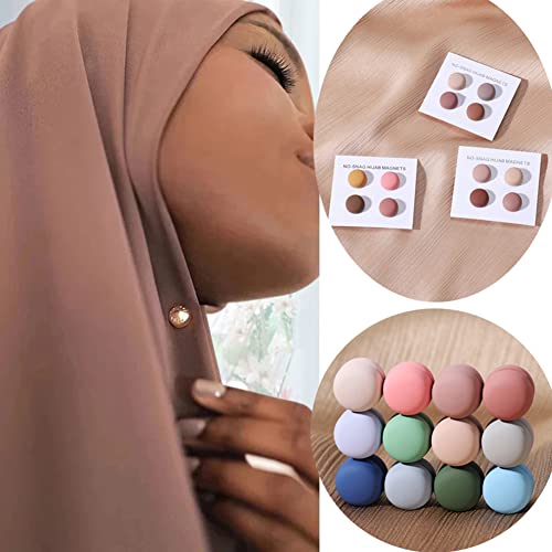 Surakey 4 Pieces Women Hijab Magnetic Button Shawl Magnetic Buckle Headband Scarf Pins Colorful Round Hat Clasp For Headwrap thumb #4