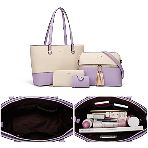 Image of Women Fashion Synthetic Leather Handbags Tote Bag Shoulder Bag Top Handle Satchel Purse Set