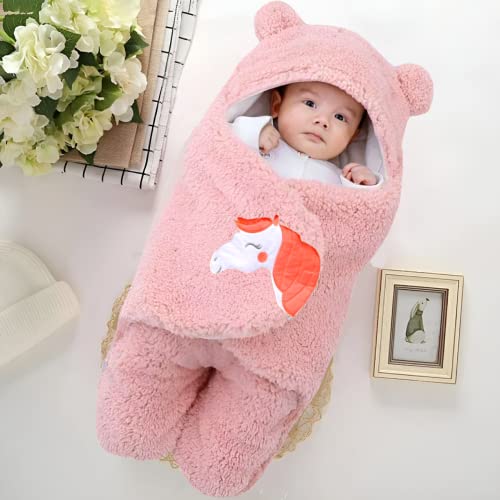 Image of BRANDONN Baby Blanket Newborn Gift Pack Swaddle Wrapper with Bear Hood, Ultra-Soft Premium Flannel Fabric, 0-9 Months, Length 68 cm x Width 68 cm
