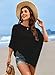 Pink Queen 2026 Spring Summer Beach Cover Ups for Women Trendy Fashion Round Neck Hollow Out Mesh Top Blouses Knitted Crochet Asymmetrical Swimwear Surfing Outfits Black S