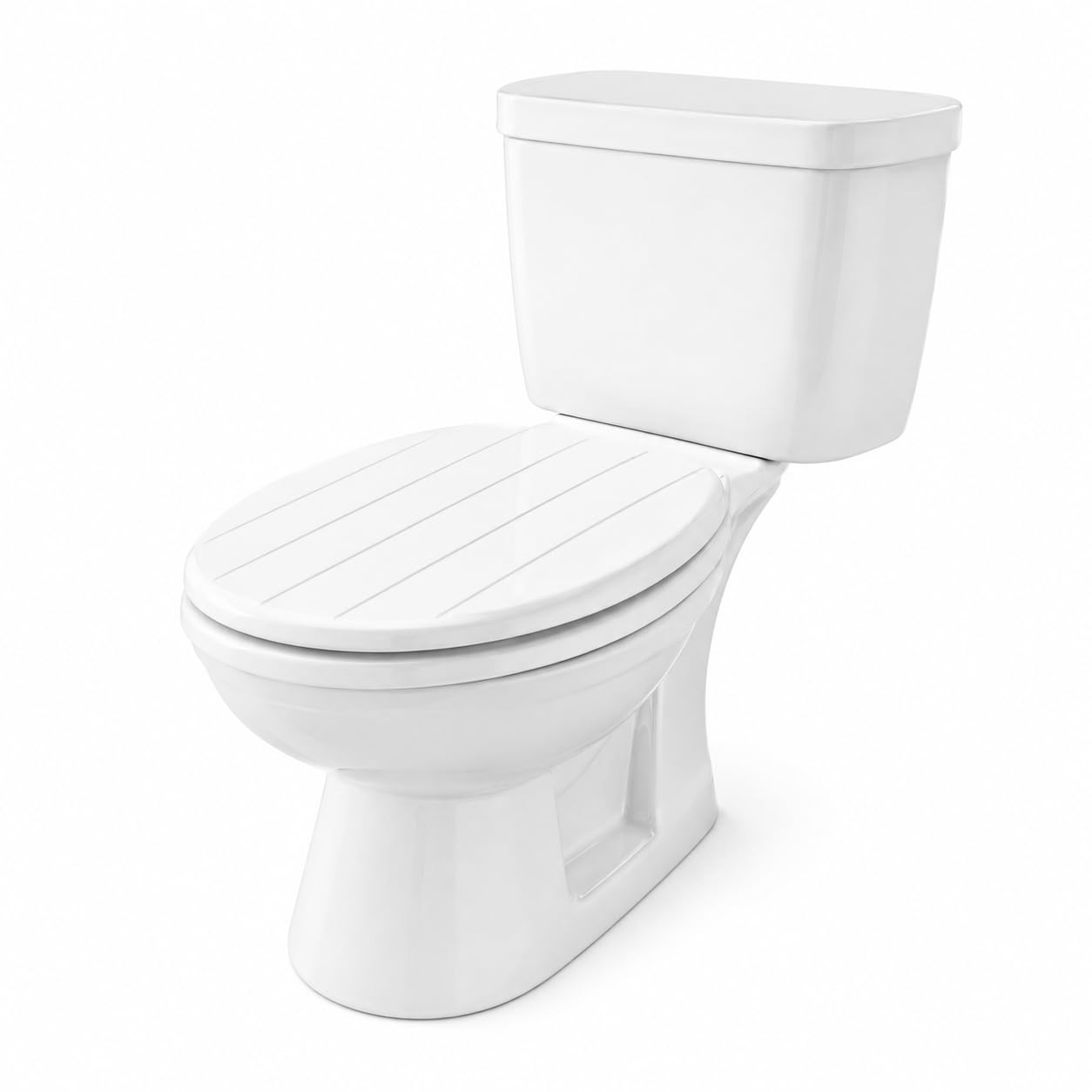 Wooden Toilet Seat with Unique Design 18 Inch MDF Wood Toilet Seat Replacement Bathroom WC Seat Easy to Clean Fixing Included. (White)