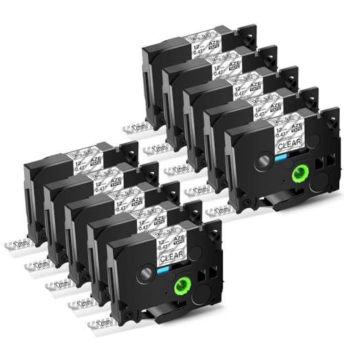 ���x���e�[�v 5PK 10PK 12 �~�����[�g�����n�ɔ��̃}���`�J���[�e�[�v Tz Tze-231 241 631 335 P-Totch PT-1000 PT-350 �ƌ݊�������(10PK Black on Clear)