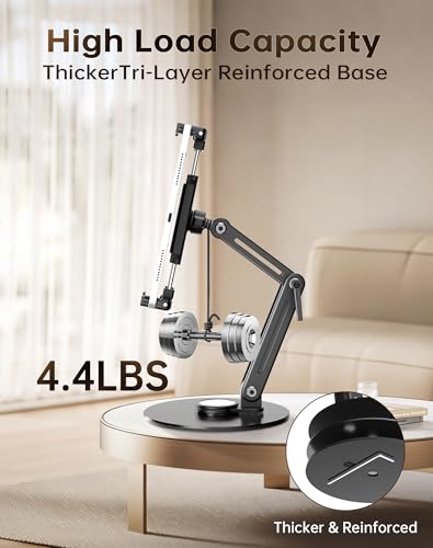 Portable Monitor Stand Tablet Halterung - Robuster Aluminium Ständer, 360° Drehbare Basis, 2 kg Tragfähigkeit, Klappbar Für 4,7-18,5 Zoll iPad, Tablet, Monitor, Küche & Reisen