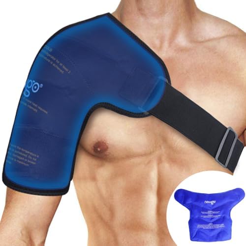 NEWGO Large Shoulder Ice Pack Rotator Cuff Cold Therapy Reusable Cold Pack Shoulder Ice Wrap for Shoulder Pain Relief, Recovery After Surgery, Swelling - Navy Blue