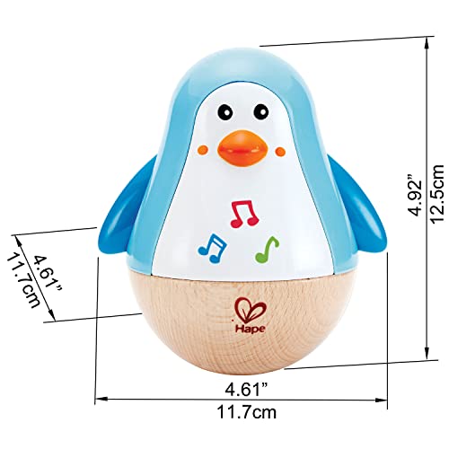 Hape Penguin Musical Wobbler | Colorful Wobbling Melody Penguin, Roly Poly Toy For Kids 6 Months+, Multicolor, 5'' X 2'' (E0331) , Blue #TOP4