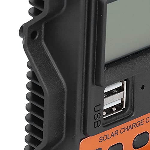 TKSE Solarladeregler, LCD-Display PWM-Regler Doppel-USB-DC-Entladung Wasserdichte Steuerung Solarpanel Batterieregler 12V-24V(20A)