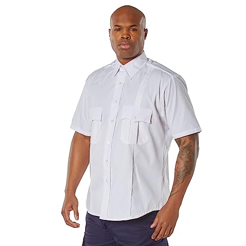 Rothco Short Sleeve Uniform Shirt – Tactical Button-Down Professional Dress Work Shirt, White, M