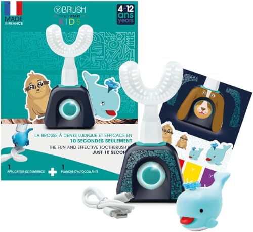 Brosse à dents sonique électrique Y-Brush 2024 pour enfants - NylonStart Kids Package (4-12 ans) - Cliniquement prouvé par des dentistes