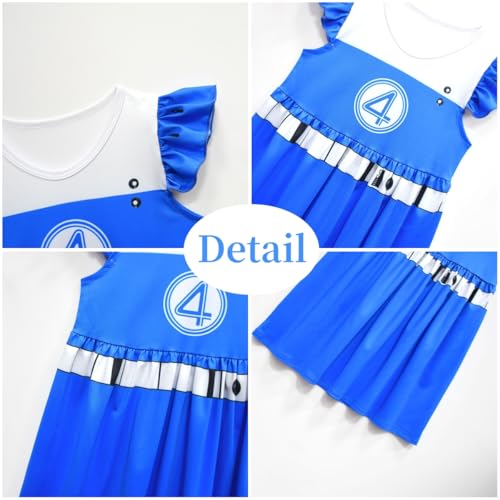Girls Cartoon Dress Summer Casual Dresses Kids Ruffle Sleeve Playwear Outfit3