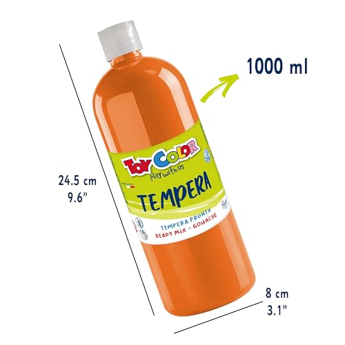 Anthony Peters Tempera-Farbe, waschbar, 1000 ml, 60% mehr Farbe als die meisten Anderen Flaschen, 8 Farben zur Auswahl, geliefert von Anthony Peters