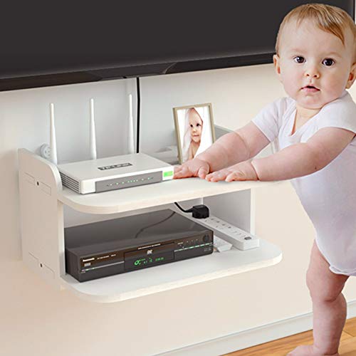 WiFi-Router-Regal Set-Top-Box Schwimmendes Regal ， 2-stufiges Medienkonsolen-Rack Wandmontage ， Für Kabelboxen/Router/DVD-Player - Leicht Zu