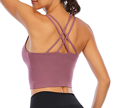 Padded Sports Bra for Women Workout Fitness Running Crop Yoga Tank Tops with Built in Bra Camisole Longline Shirts