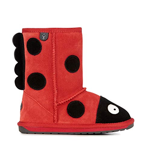 EMU Australia Kids Ladybird Wool Boot, Red, Size 33/34