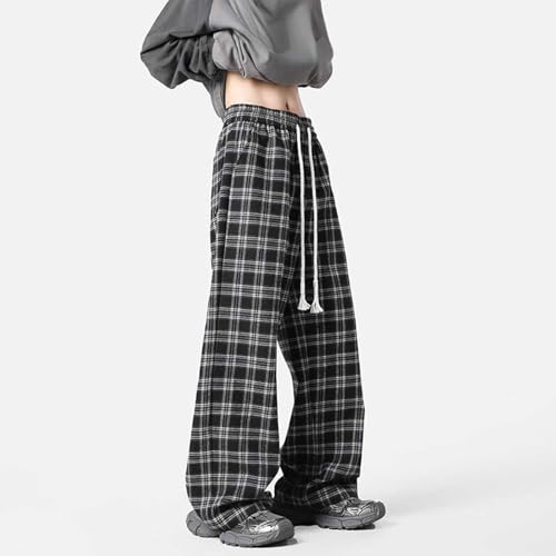 Men's Baggy Sweatpants Straight Leg Open Bottom Casual Stripe Plaid Elastic Waist Athletic Workout Jogger Sweat Pants2