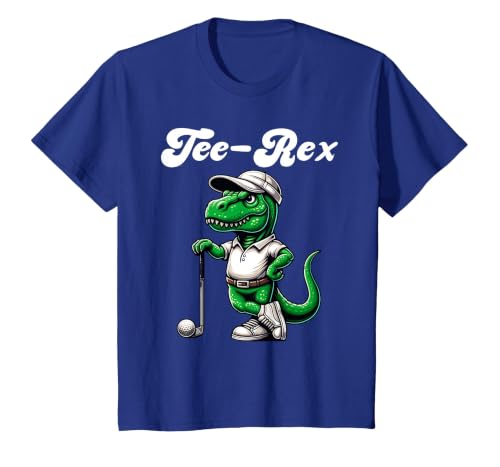 Tee Rex Golf T Rex Dinosaur Boys Men's Women's Kids Golfing T-Shirt, Youth, Royal Blue, 2T