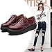 Imagen de ANUFER Mujeres Elegante con Cordones Brogues Plataforma Piel Sintética de Charol Casual Zapatillas Deportivas SN0701109 Borgoña EU37