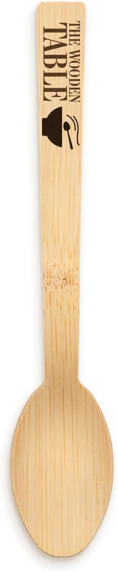 7" Custom Bamboo Spoon โ Personalized Full-Color Logo and Artwork Printing โ Customizable Bamboo Utensil for Catering, Events, and Elegant Tableware Solutions with Unique Designs - 50 pack