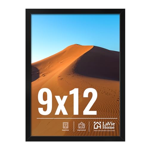 Image of LaVie Home 9x12 Picture Frame for Wall Display, 9x12 Black Picture Frame with HD Plexiglas, 9 x 12 Frame 1 Pack, Display Frame for Vertical or Horizontal, Classic Collection