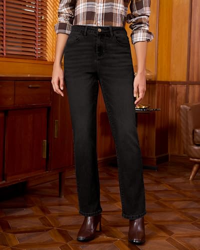 GRAPENT Straight Leg Jeans for Women Trendy High Waisted Classic Stretchy Denim Pants Casual Trouser Jeans with Pockets3