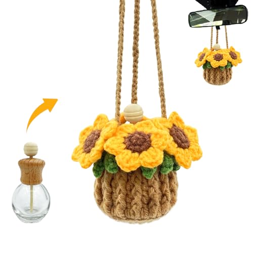 Crochet Sunflower Car Air Freshener