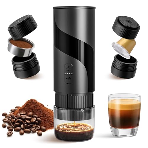 Portable Coffee Maker, 20 Bar Portable Espresso Maker with not a Self Heating USB-C Rechargable, Travel Coffee Maker for Car, Camping and Office,Compatible with Coffee Powder and Nespresso Capsule