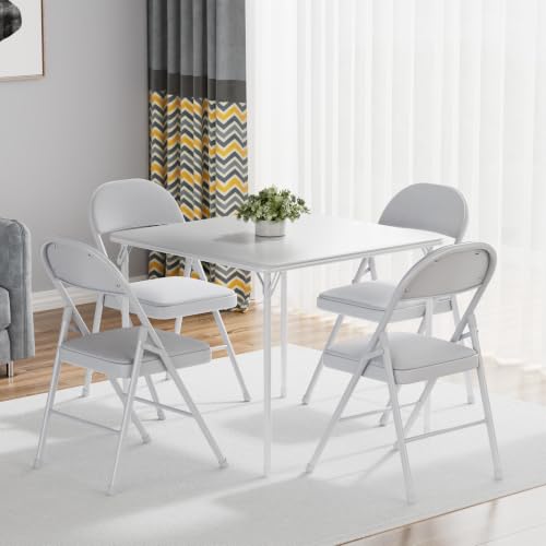 VECELO Folding Chairs Set for Office, Indoor Outdoor, Neutral Grey​ by VECELO - Used condition - Image 5