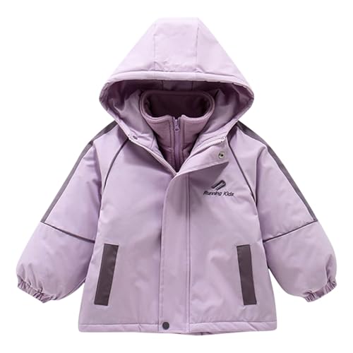 Boys Girl Winter Warm Thick Windbreaker with Hood Fleece Lined Zip up Turtleneck Jacket Kids Casual Outdoor Windproof Outfits