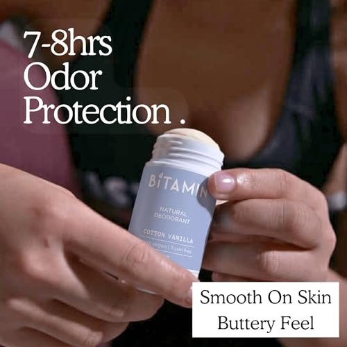 Image of BITAMIN Natural Deodorant Roll on for Women | Alcohol & Parabens Free | Vegan, Long Lasting Odour Protection | Vitamin C, Coconut Oil & Shea Butter | French Rose & Cotton Vanilla | 30g Each | Pack - 2