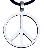Trilogy Jewelry Pewter Classic Peace Sign Love Hippie Pendant on Leather Necklace
