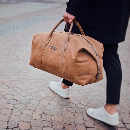 DRAKENSBERG Skórzana torba weekendowa "David" torba podróżna dla mężczyzn i kobiet, styl vintage, możliwość rozszerzenia, Medium, 55cm, 45 Liter