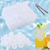 60 Pack Reusable Ice Cubes, Plastic Ice Cubes Round for Drinks, Reusable Ice Ball Globe Shape BPA Free, Freezable Ice Balls for Coolers, Whiskey, Vodka, Coffee, Cocktails, Beer or Wine